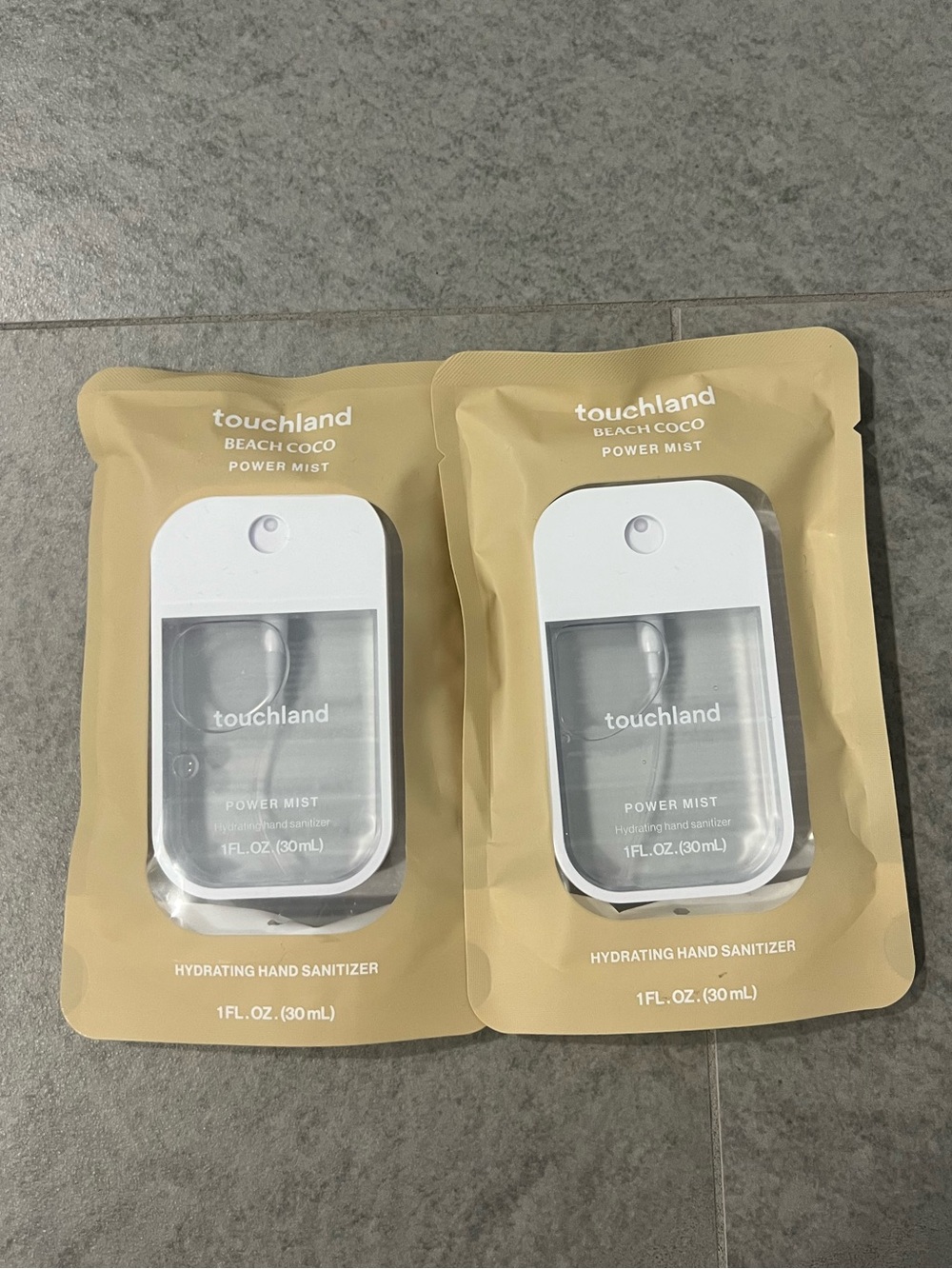 NWT Touchland Power Mist Hydrating Hand Sanitizer in Beach Coco (2 x 1 fl oz)
